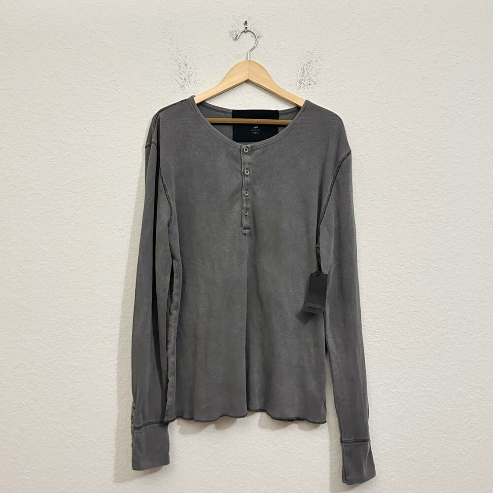 ROGUE STATE Henley Shirt Brown Waffle Knit LS Thermal Minimalist NWT